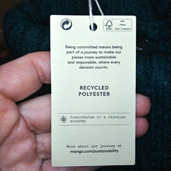 Mango Teal Wool/Alpaca Blend Turtleneck Sweater Mini Dress - Picture 6 of 9